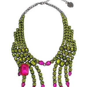 BETSEY Johnson Halloween Collar Necklace Crystal Witch Hands Monster Green Pink